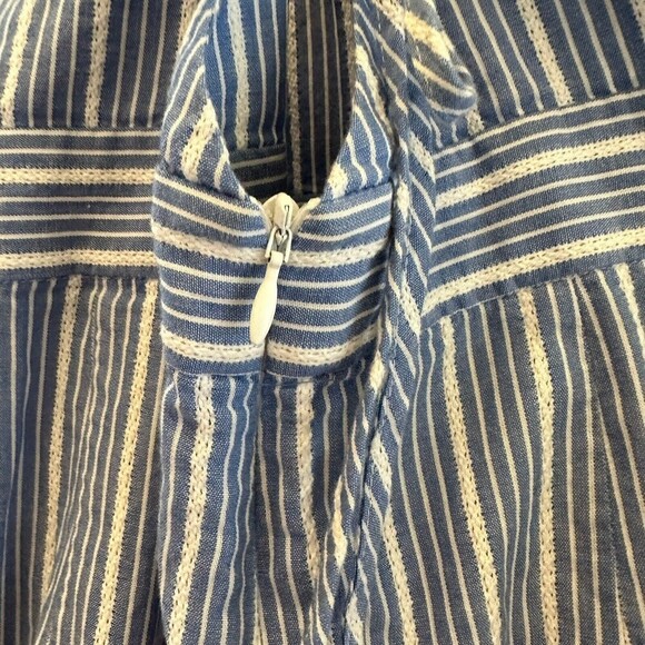 Seafolly Australia Jumpsuit Blue Chambray cropped crisscross back xs blue white - Picture 6 of 9